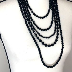 Vintage black beaded cascading necklace